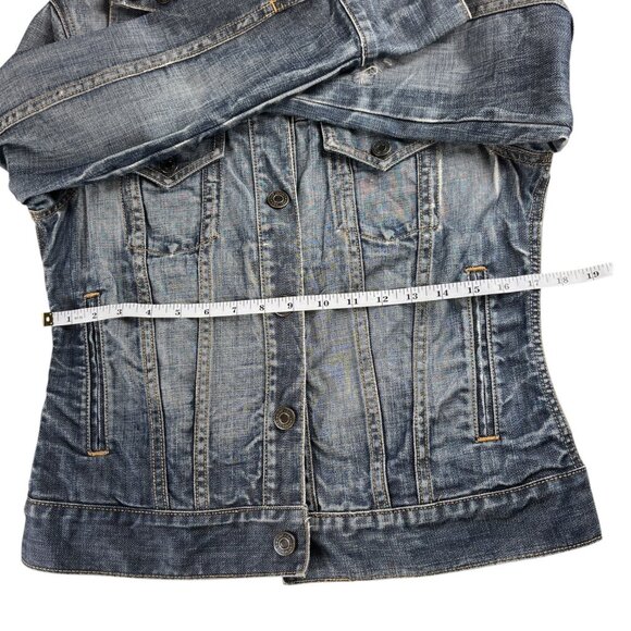 Vintage Y2K Gap Denim Jean Jacket Thrashed Distressed Grunge Size Small - Picture 7 of 16